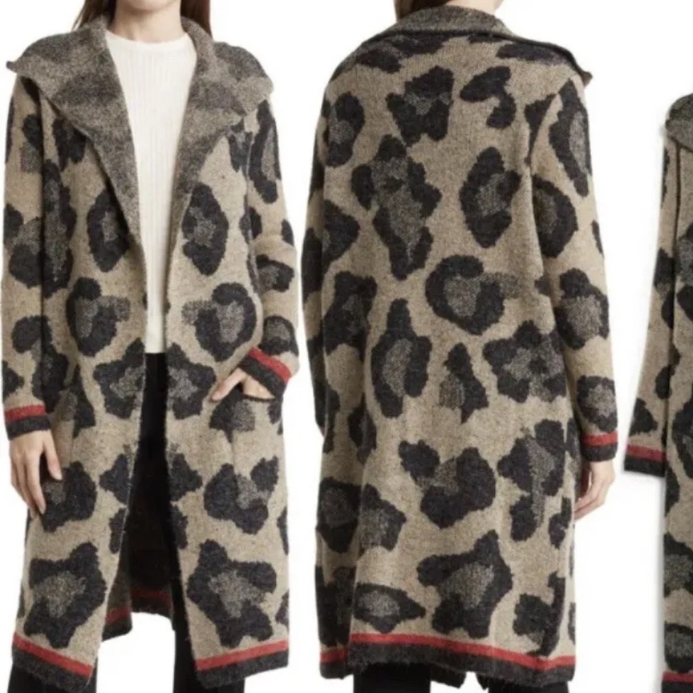 Joseph A leopard tipped open front cardigan